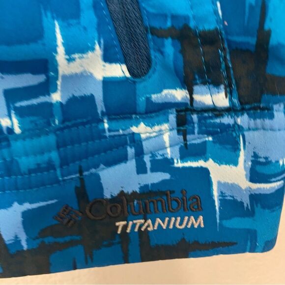 Columbia Titanium blue print fleece lined soft shell reversible women jacket XS - Picture 6 of 9